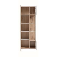Vitrine ERINA – 2 Türen – Helles Eichenholz und Beige