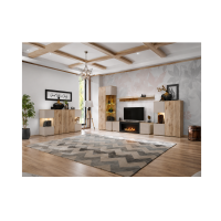 Vitrine ERINA – 2 Türen – Helles Eichenholz und Beige