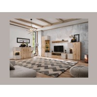 Vitrine ERINA – 2 Türen – Helles Eichenholz und Beige
