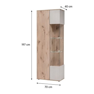 Vitrine ERINA – 2 Türen – Helles Eichenholz und Beige