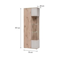 Vitrine ERINA – 2 Türen – Helles Eichenholz und Beige