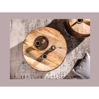Mesas nido GALEA en madera maciza de mango y aluminio bronce – Motivo decorativo de guijarros
