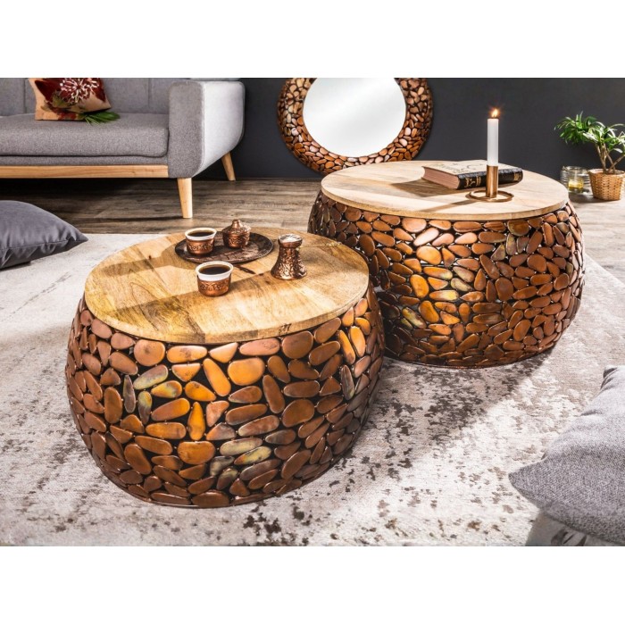 Tables basses gigognes GALEA avec motifs mosaïc mises en situation