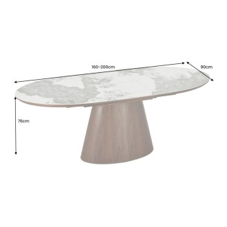 Table LUMEA extensible 160–200 cm – Mesa contemporánea de cerámica y madera de nogal