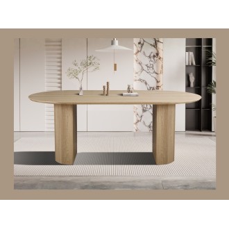 Mesa de comedor ovalada VAGOS – 200 x 100 cm – Color roble natural – Diseño contemporáneo y acogedor