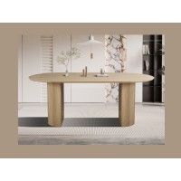Mesa de comedor ovalada VAGOS – 200 x 100 cm – Color roble natural – Diseño contemporáneo y acogedor