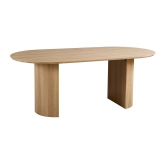 Table de salle à manger VAGOS coloris chêne claire vu de côté