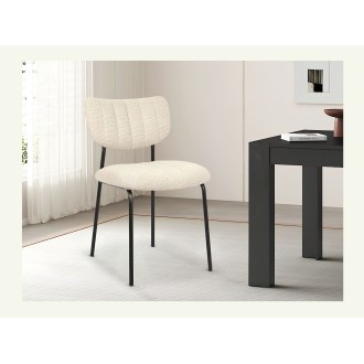 Lote de 2 sillas NORAYA – Tela beige – Patas de metal – Diseño compacto – Elegancia natural y depurada