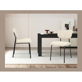 Lote de 2 sillas NORAYA – Tela beige – Patas de metal – Diseño compacto – Elegancia natural y depurada
