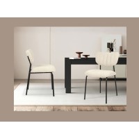 Lote de 2 sillas NORAYA – Tela beige – Patas de metal – Diseño compacto – Elegancia natural y depurada