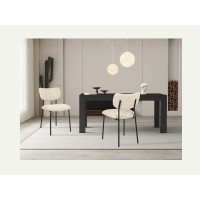 Lote de 2 sillas NORAYA – Tela beige – Patas de metal – Diseño compacto – Elegancia natural y depurada