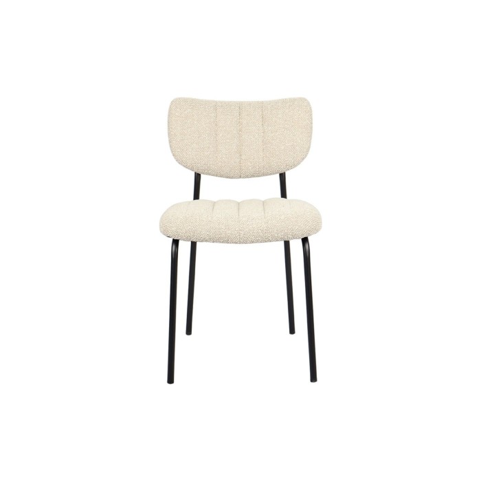 Lote de 2 sillas NORAYA – Tela beige – Patas de metal – Diseño compacto – Elegancia natural y depurada