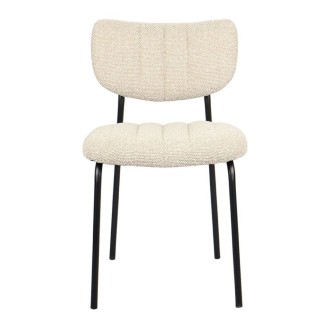Lote de 2 sillas NORAYA – Tela beige – Patas de metal – Diseño compacto – Elegancia natural y depurada