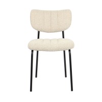 Lote de 2 sillas NORAYA – Tela beige – Patas de metal – Diseño compacto – Elegancia natural y depurada