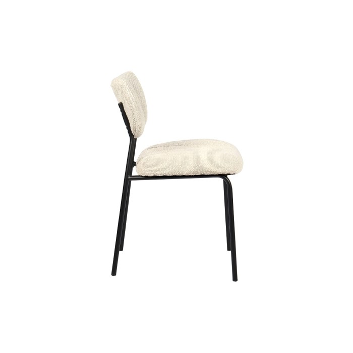 Lote de 2 sillas NORAYA – Tela beige – Patas de metal – Diseño compacto – Elegancia natural y depurada