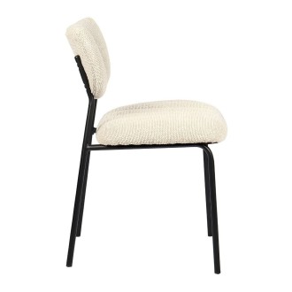 Lote de 2 sillas NORAYA – Tela beige – Patas de metal – Diseño compacto – Elegancia natural y depurada