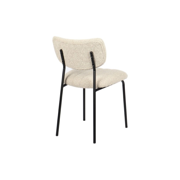 Lote de 2 sillas NORAYA – Tela beige – Patas de metal – Diseño compacto – Elegancia natural y depurada