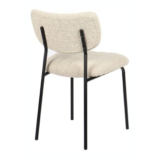 Lote de 2 sillas NORAYA – Tela beige – Patas de metal – Diseño compacto – Elegancia natural y depurada
