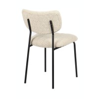 Lote de 2 sillas NORAYA – Tela beige – Patas de metal – Diseño compacto – Elegancia natural y depurada