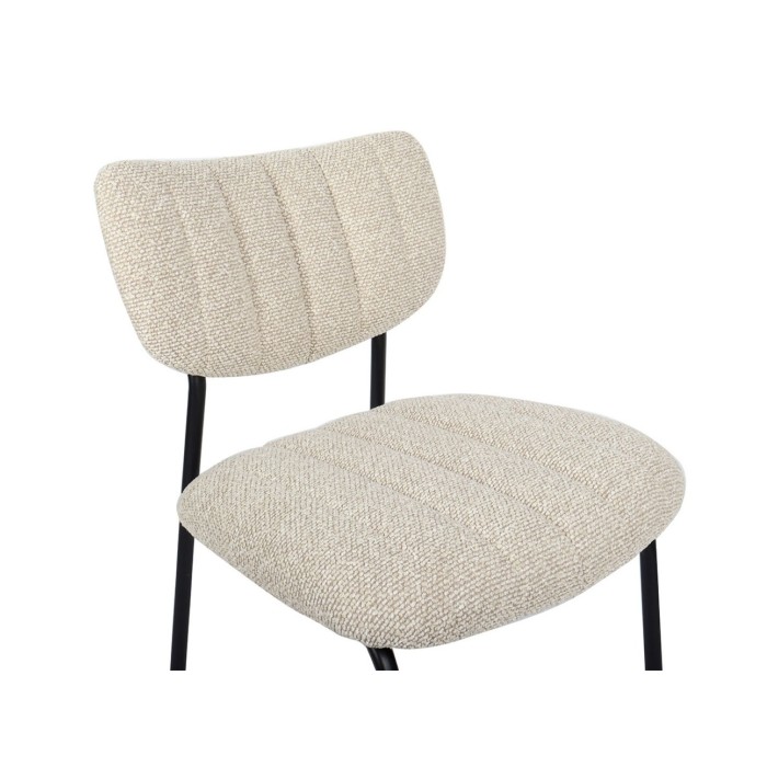 Lote de 2 sillas NORAYA – Tela beige – Patas de metal – Diseño compacto – Elegancia natural y depurada