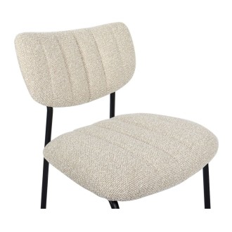 Lote de 2 sillas NORAYA – Tela beige – Patas de metal – Diseño compacto – Elegancia natural y depurada