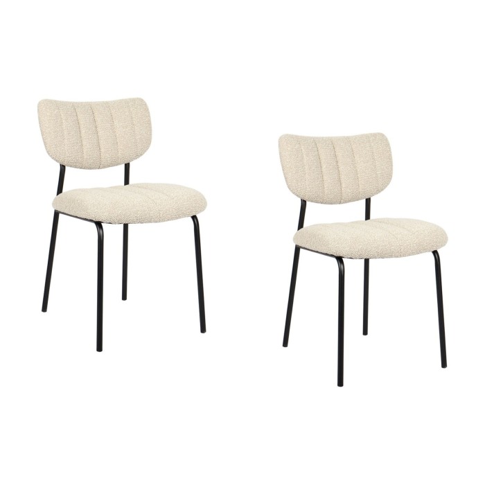 Lote de 2 sillas NORAYA – Tela beige – Patas de metal – Diseño compacto – Elegancia natural y depurada
