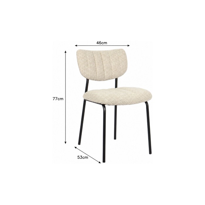 Lote de 2 sillas NORAYA – Tela beige – Patas de metal – Diseño compacto – Elegancia natural y depurada