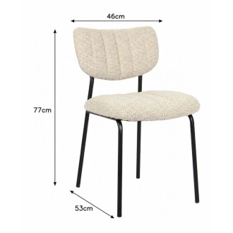 Lote de 2 sillas NORAYA – Tela beige – Patas de metal – Diseño compacto – Elegancia natural y depurada