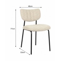 Lote de 2 sillas NORAYA – Tela beige – Patas de metal – Diseño compacto – Elegancia natural y depurada