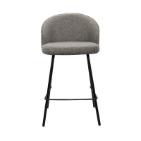 Sedia da banco JUNI – Bouclé grigio – H87 cm design contemporaneo