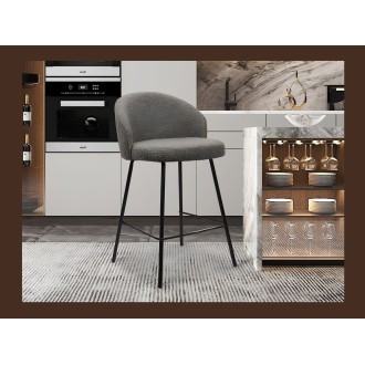 Sedia da banco JUNI – Bouclé grigio – H87 cm design contemporaneo