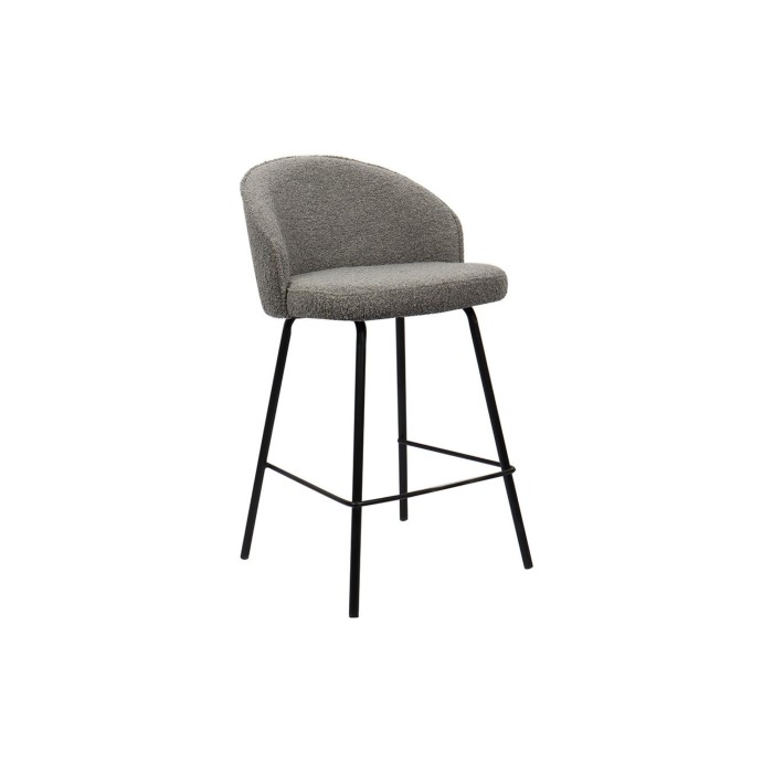 Sedia da banco JUNI – Bouclé grigio – H87 cm design contemporaneo