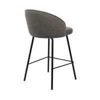 Sedia da banco JUNI – Bouclé grigio – H87 cm design contemporaneo