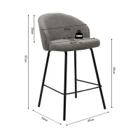 Sedia da banco JUNI – Bouclé grigio – H87 cm design contemporaneo