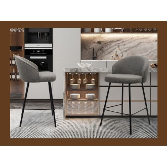 Sedia da banco JUNI – Bouclé grigio – H87 cm design contemporaneo