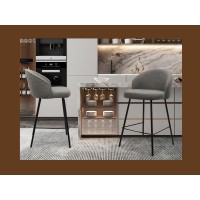 Sedia da banco JUNI – Bouclé grigio – H87 cm design contemporaneo