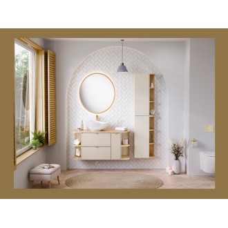 Mueble de almacenamiento NATURA– Esquina redondeada abierta – Color roble claro – L15 x H80 cm - Para colgar