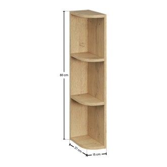 Mueble de almacenamiento NATURA– Esquina redondeada abierta – Color roble claro – L15 x H80 cm - Para colgar