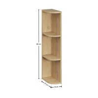Mueble de almacenamiento NATURA– Esquina redondeada abierta – Color roble claro – L15 x H80 cm - Para colgar