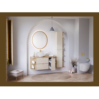 Meuble de rangement NATURA– Angle arrondi ouvert – Coloris chêne clair – L15 x H80 cm - A suspendre