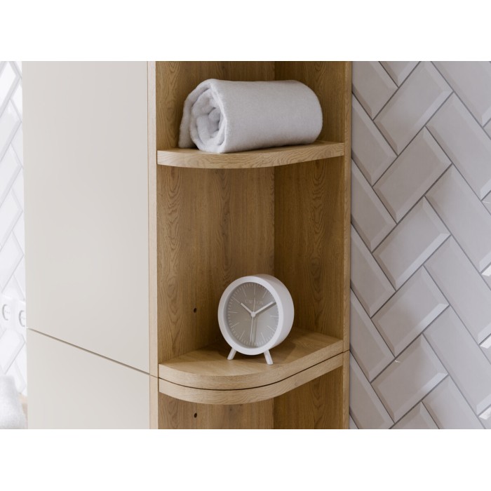Mueble de almacenamiento NATURA– Esquina redondeada abierta – Color roble claro – L15 x H80 cm - Para colgar