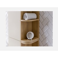 Mueble de almacenamiento NATURA– Esquina redondeada abierta – Color roble claro – L15 x H80 cm - Para colgar