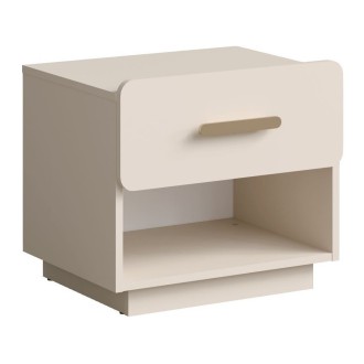 copy of Set von 2 Nachttischen AMALIE – 2 Schubladen – Farbe Beige – Goldene Griffe – Rundes Design