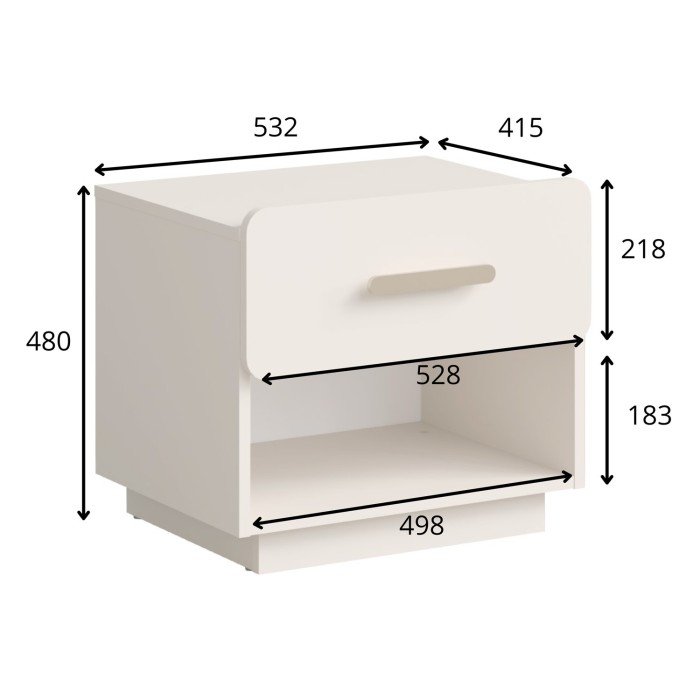 Lot de 2 tables de chevet AMALIE – 1 tiroir – Coloris beige – Poignées dorées – Design arrondi