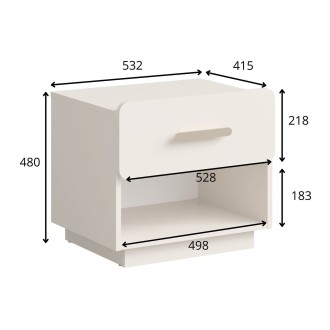 Lot de 2 tables de chevet AMALIE – 1 tiroir – Coloris beige – Poignées dorées – Design arrondi