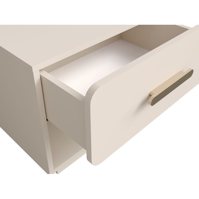 copy of Set von 2 Nachttischen AMALIE – 2 Schubladen – Farbe Beige – Goldene Griffe – Rundes Design