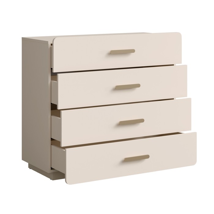 Chambre complète AMALIE beige – Lit 160x200 cm avec sommier, armoire, commode et 2 chevets
