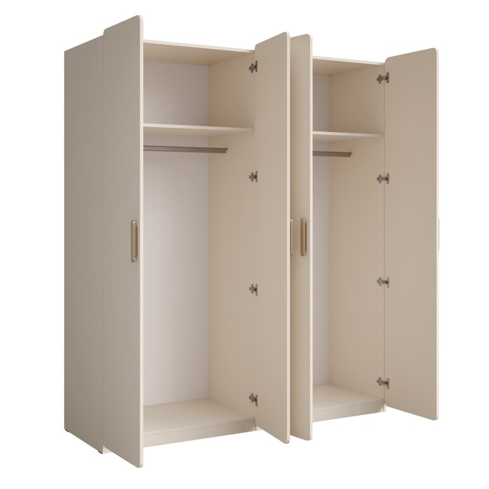 chambre complète AMALIE, lit 180x200 sommier inclus, armoire avec étagères, chambre beige design, ensemble chambre adulte