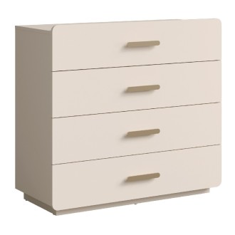 Chambre complète AMALIE beige – Lit coffre 160x200 cm, armoire, commode, 2 chevets et étagères