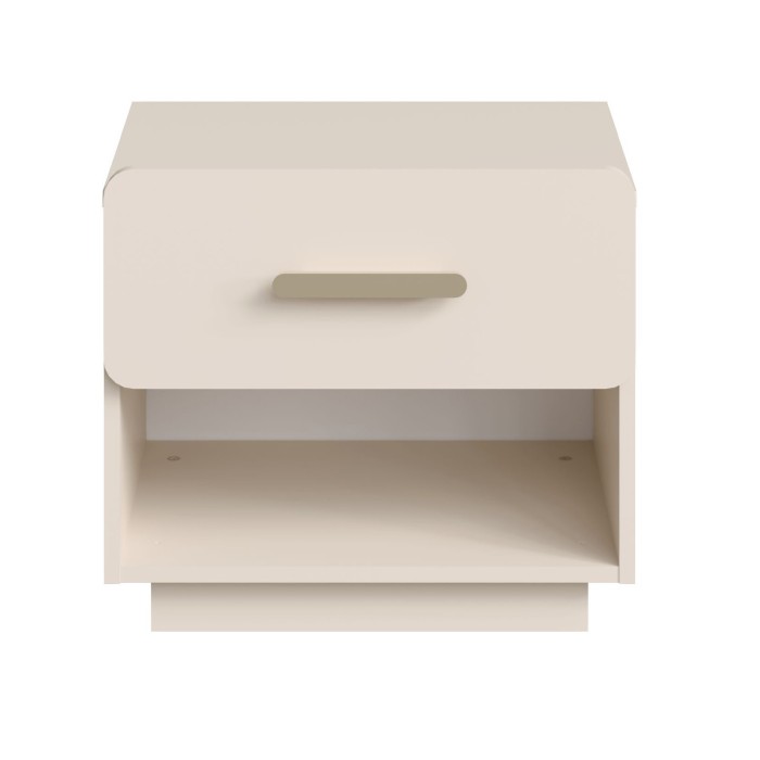 Chambre complète AMALIE beige – Lit coffre 160x200 cm, armoire, commode, 2 chevets et étagères
